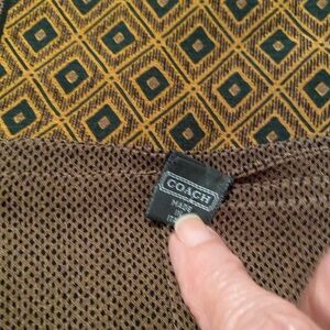 Coach Brown Shawl with Gold Geometric Accent